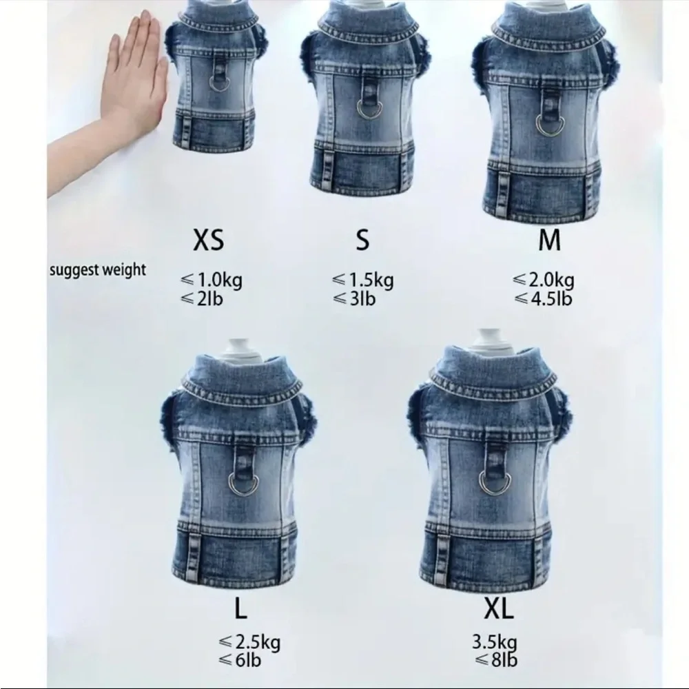🆕 Denim Dog Vest Harness for Small Breeds, Jean Jacket Style w/ Traction Buckle